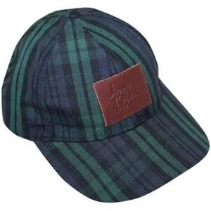 LYM Love Your Melon green & blue plaid adjustable baseball hat dark academia